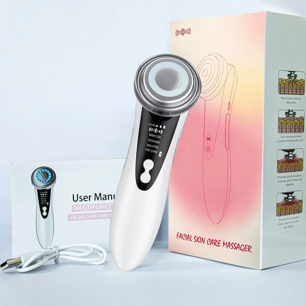 Masseur Facial EMS 7-en-1 — Luminothérapie, Microcourant & Chaleur