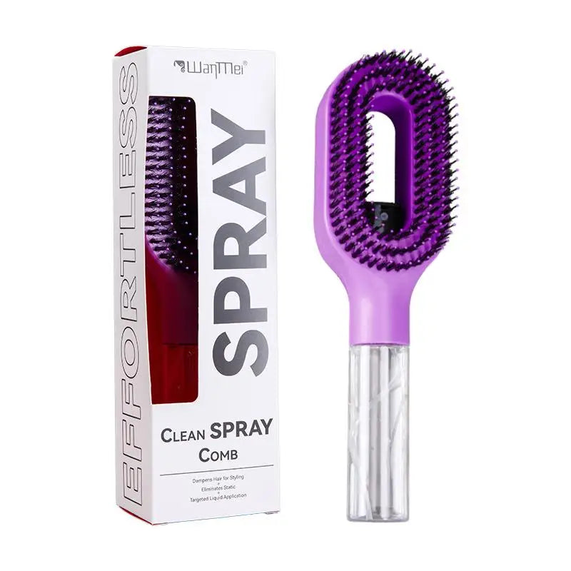 Brosse à Cheveux avec Spray Intégré – Démêlage & Massage du Cuir Chevelu