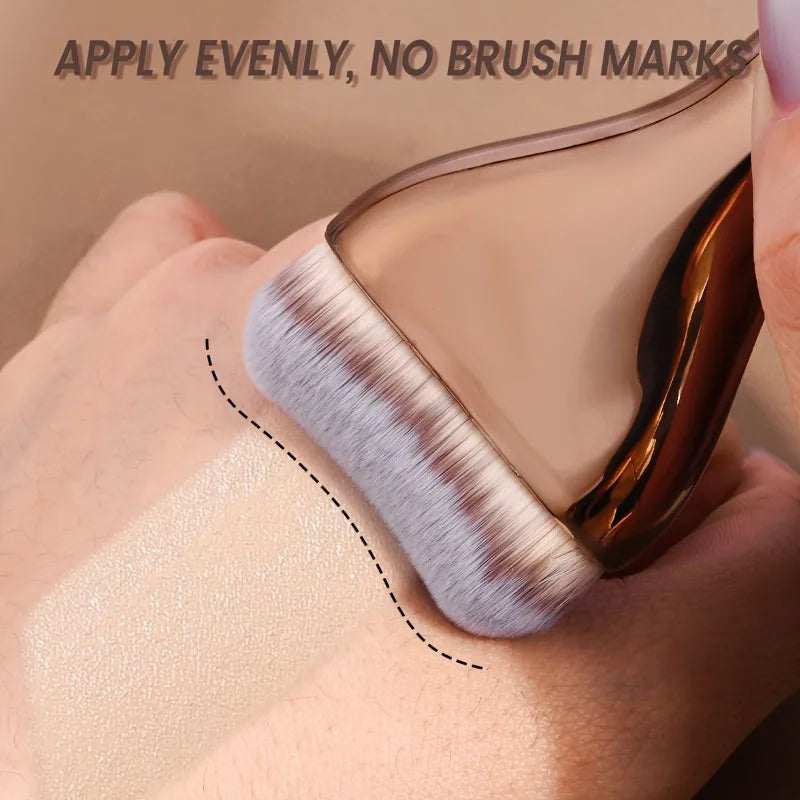 Pinceau à Fond de Teint Professionnel — Poils Nylon Doux & Manche Élégant