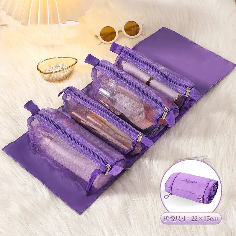 Trousse de Maquillage 4 en 1 – Grande Capacité, Pliable & Détachable