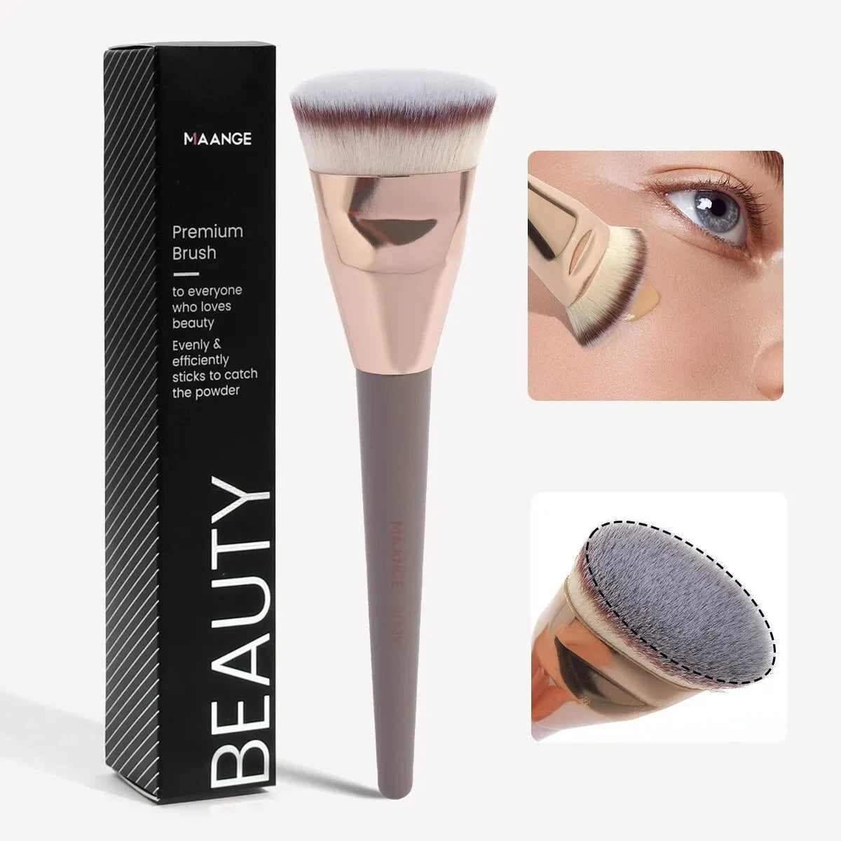 Pinceau Fond de Teint Kabuki Plat MAANGE – Application Précise & Couvrance Modulable