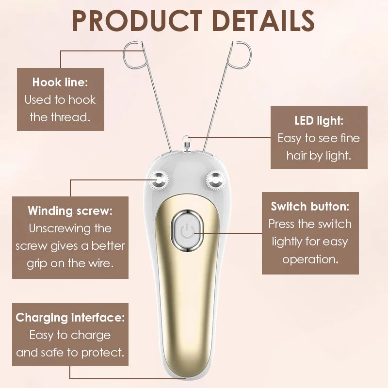 Épilateur Électrique à Fil pour Femmes – Indolore, Portable & Rechargeable