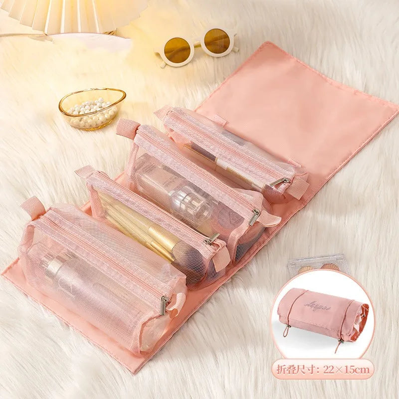 Trousse de Maquillage 4 en 1 – Grande Capacité, Pliable & Détachable