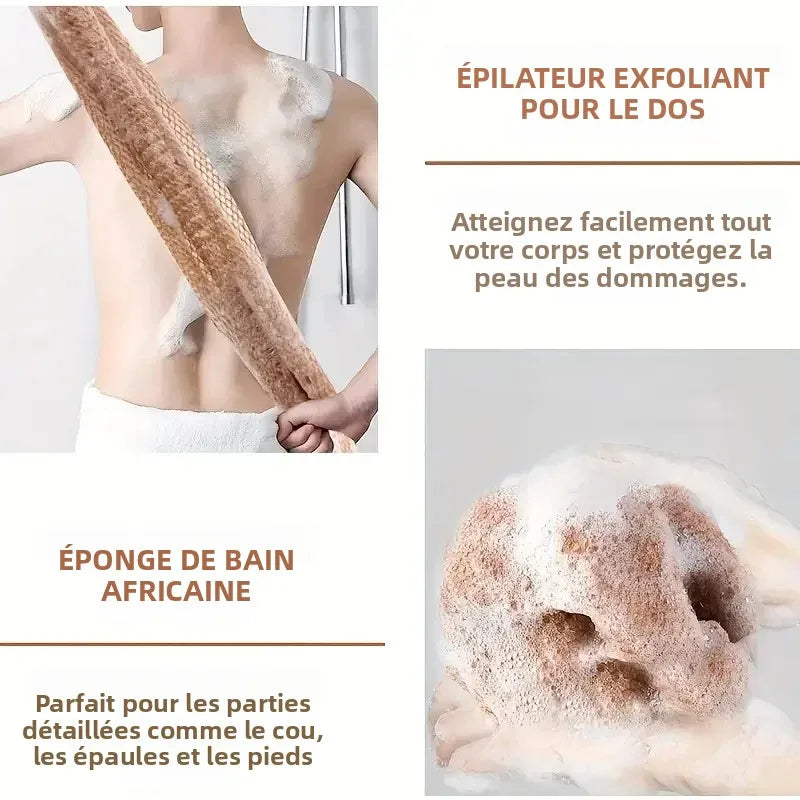 Éponge Exfoliante Africaine – Gommage Corps Double Face & Peau Soyeuse
