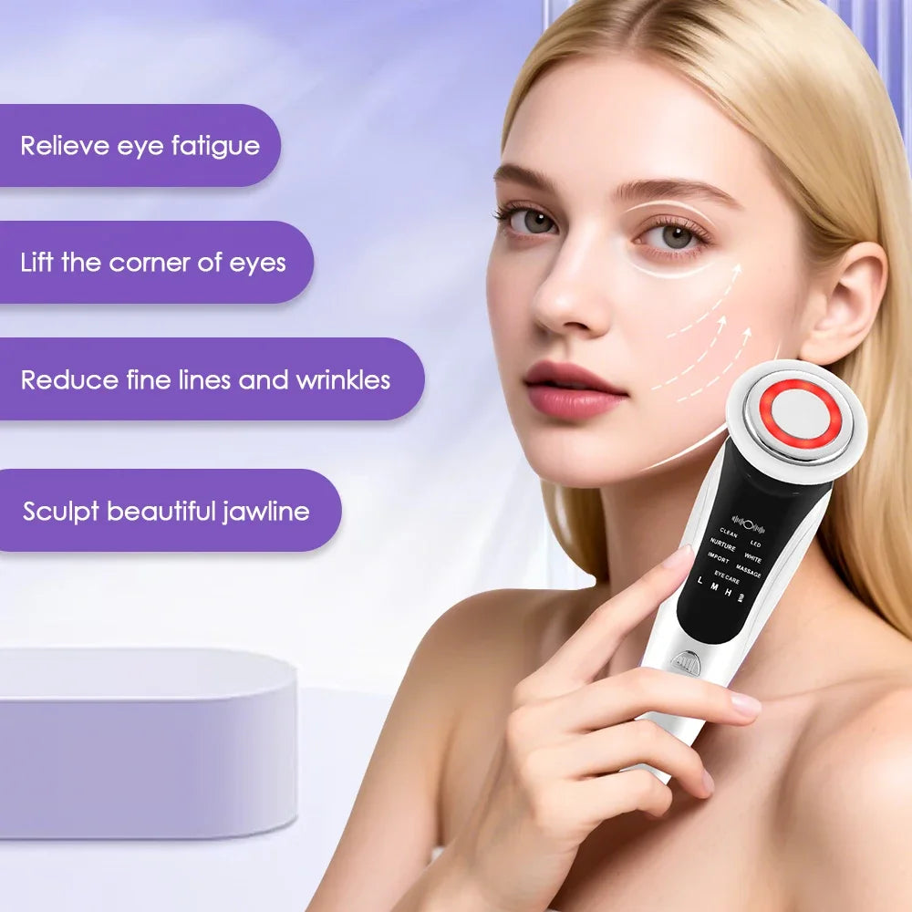 Masseur Facial EMS 7-en-1 — Luminothérapie, Microcourant & Chaleur