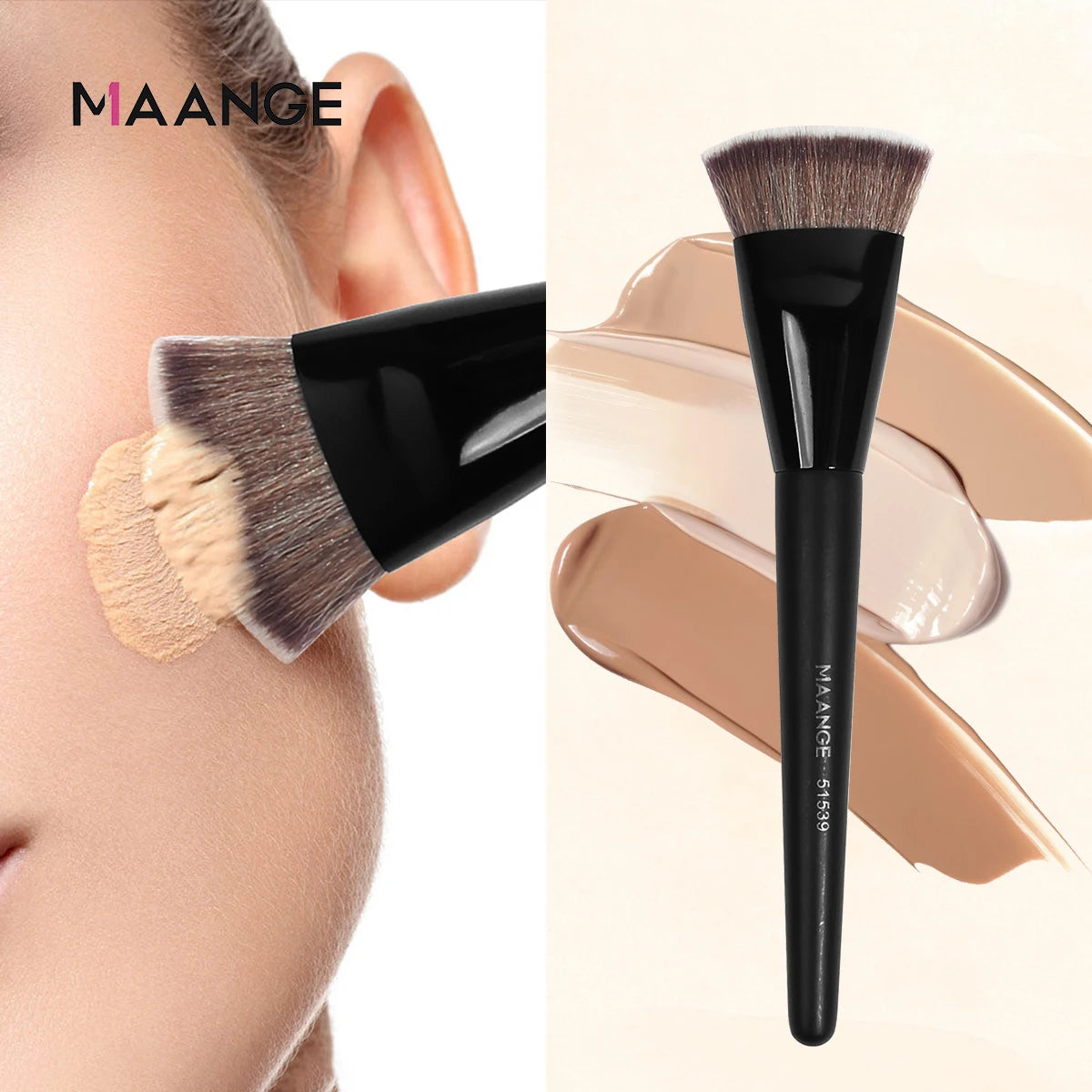Pinceau Fond de Teint Kabuki Plat MAANGE – Application Précise & Couvrance Modulable