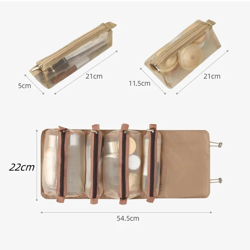 Trousse de Maquillage 4 en 1 – Grande Capacité, Pliable & Détachable