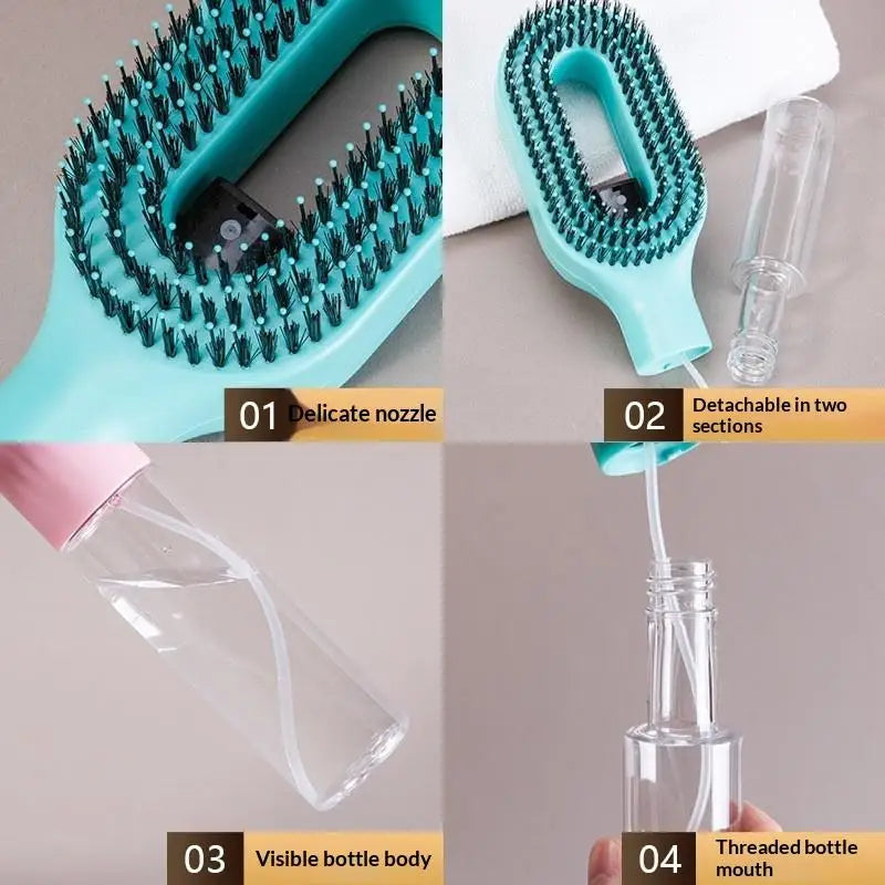 Brosse à Cheveux avec Spray Intégré – Démêlage & Massage du Cuir Chevelu