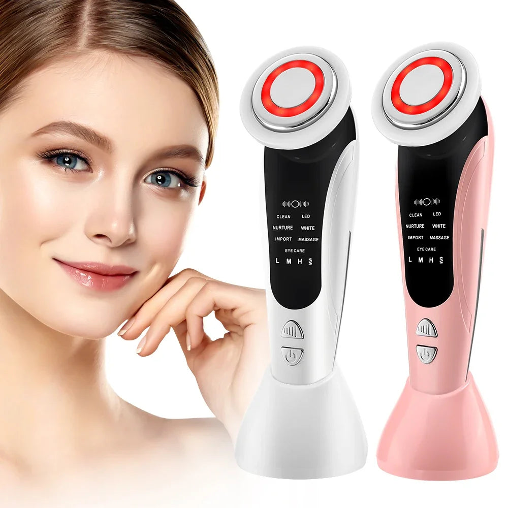 Masseur Facial EMS 7-en-1 — Luminothérapie, Microcourant & Chaleur