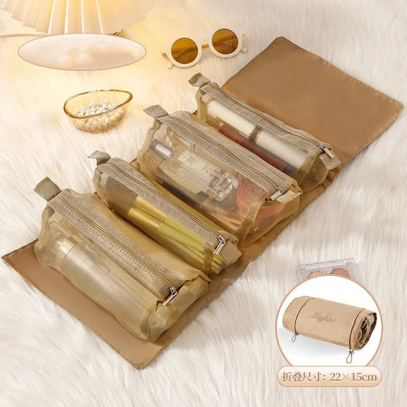 Trousse de Maquillage 4 en 1 – Grande Capacité, Pliable & Détachable