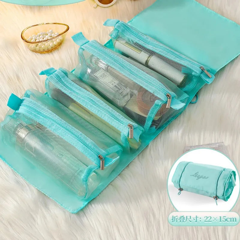 Trousse de Maquillage 4 en 1 – Grande Capacité, Pliable & Détachable