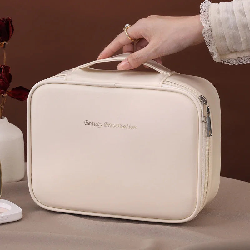 Trousse de Maquillage Luxe en Cuir PU – Grande Capacité & Voyage