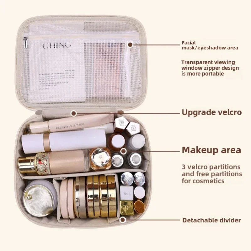 Trousse de Maquillage Luxe en Cuir PU – Grande Capacité & Voyage