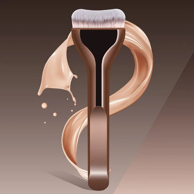 Pinceau à Fond de Teint Professionnel — Poils Nylon Doux & Manche Élégant