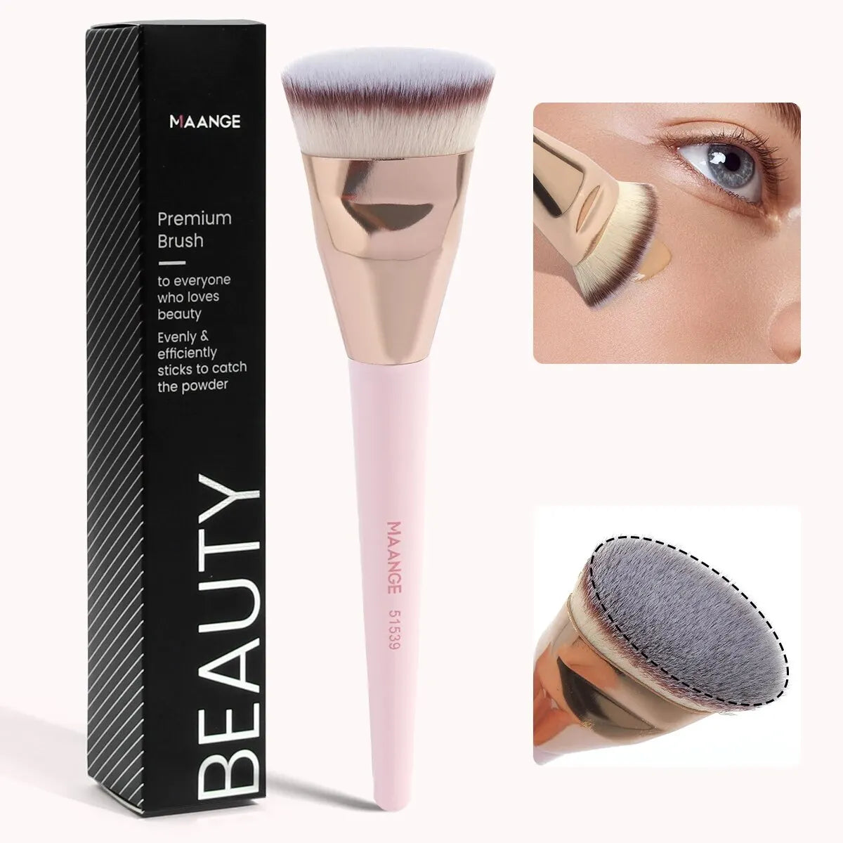Pinceau Fond de Teint Kabuki Plat MAANGE – Application Précise & Couvrance Modulable