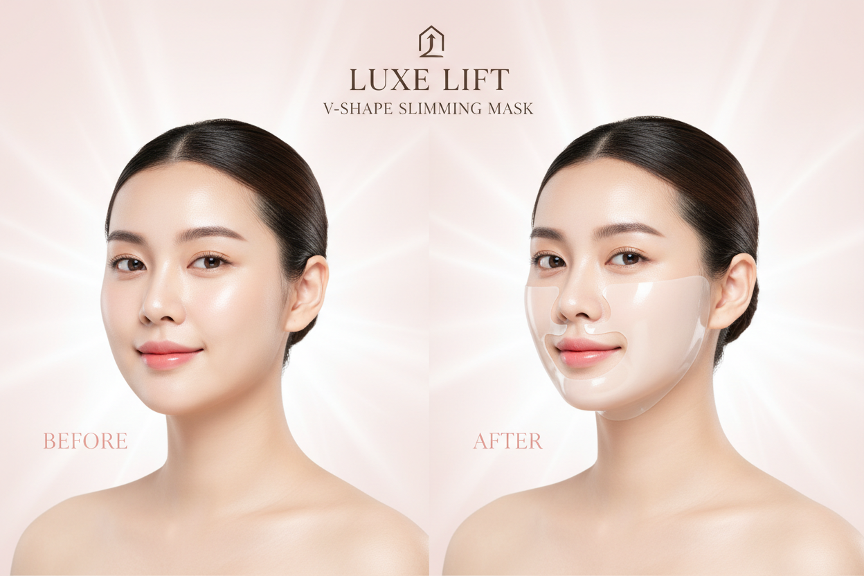 Femme appliquant le masque liftant V-Shape