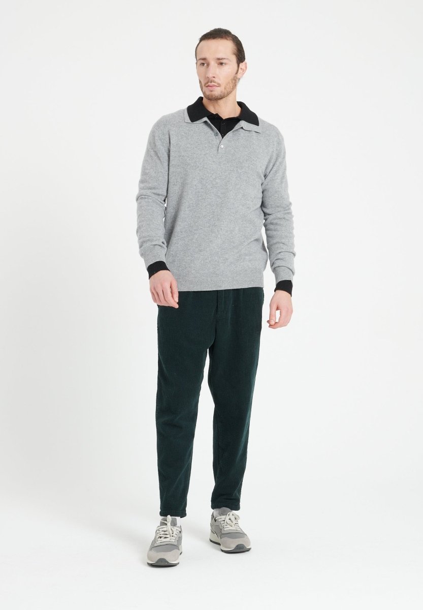 Polo manches longues homme en cachemire gris clair - LUKE 5